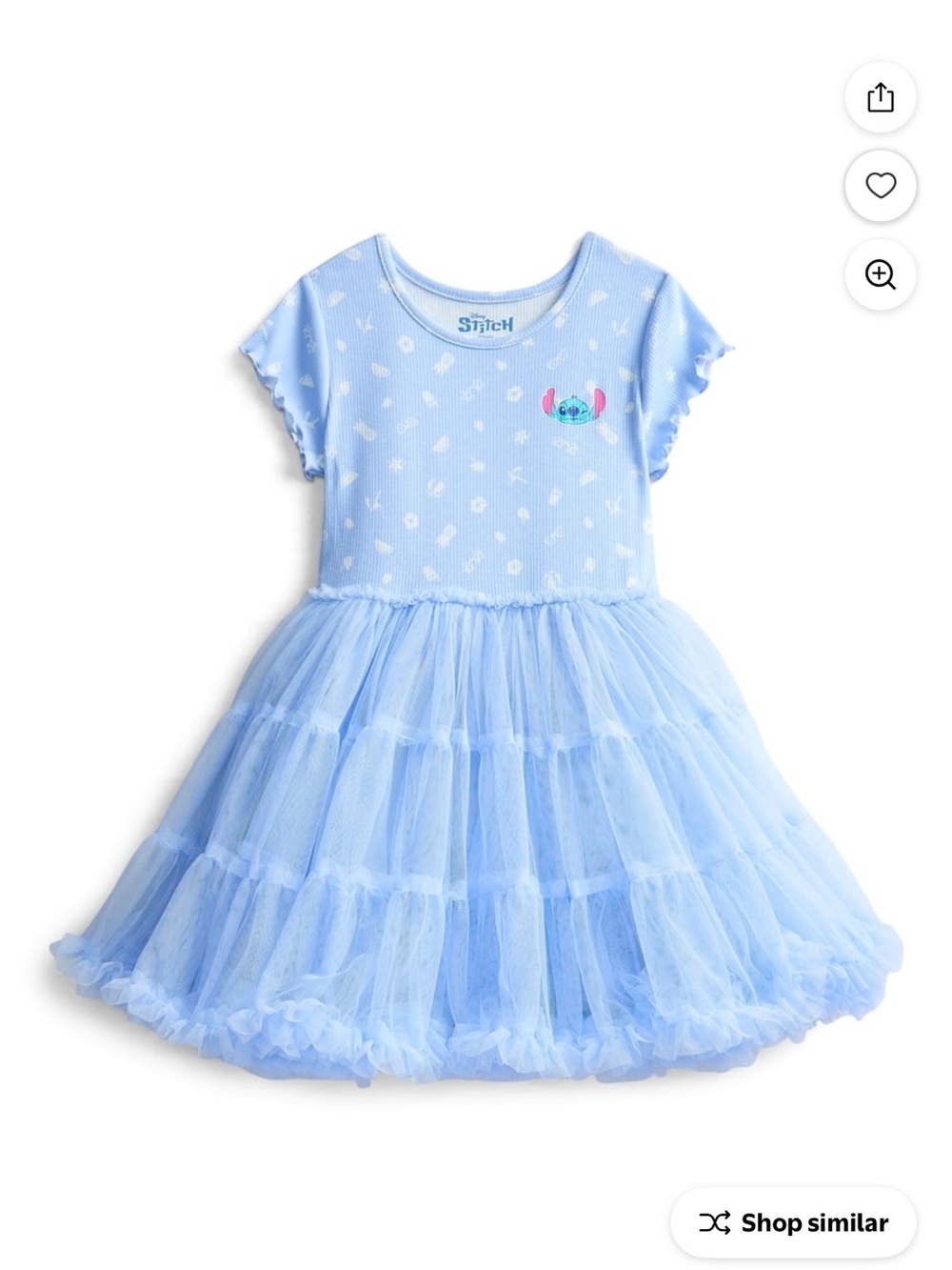 NWT Disney Lilo & Stitch Girls Blue Tiered Tulle Dress | Twirl Dress